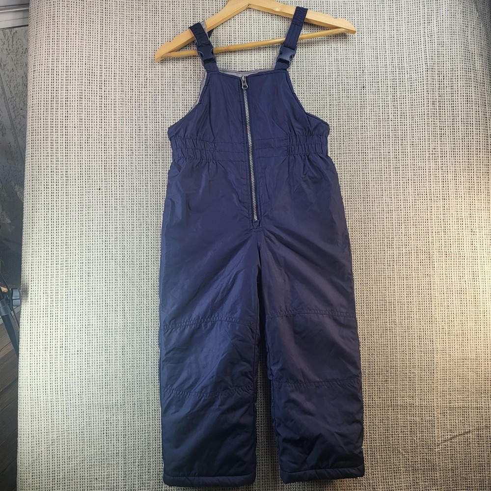Carter's Snow Bib Pants Youth Medium 5-6 Navy Blue Insulated Overalls Zip Front